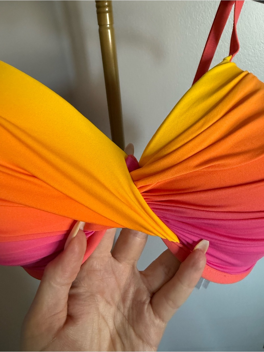 NWT Bleu Rod Beattie Underwire Bikini Top – Pink/Orange Colorblock (Size 14) - Picture 2 of 5